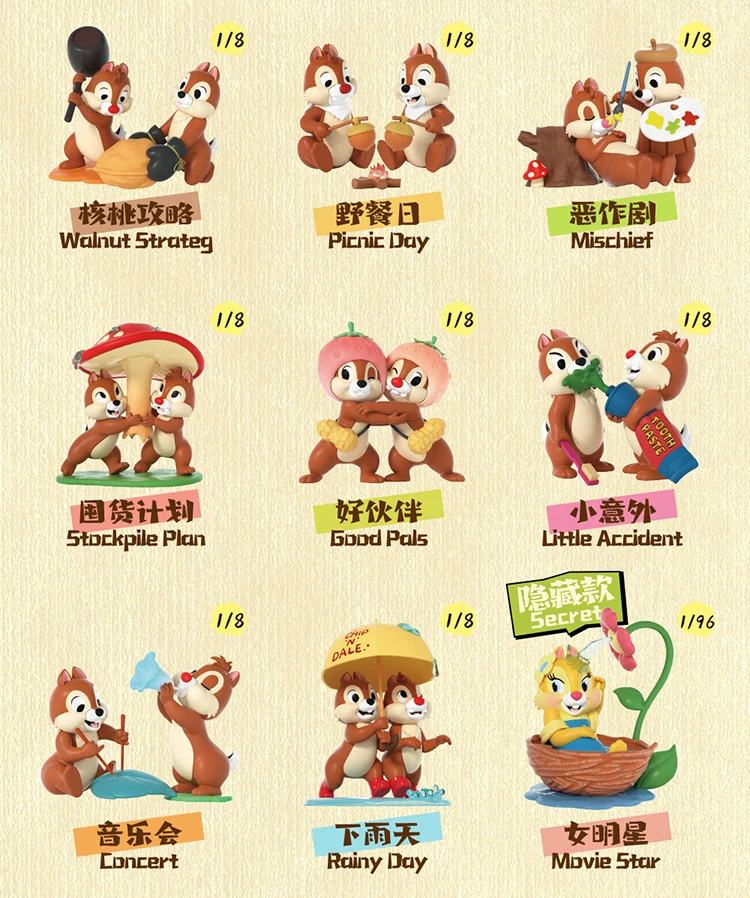 

Аутентичные украшения для слепых коробок Disney Chip & Dale Bromance для офиса, милые настольные украшения, загадочная коробка, оптовая продажа