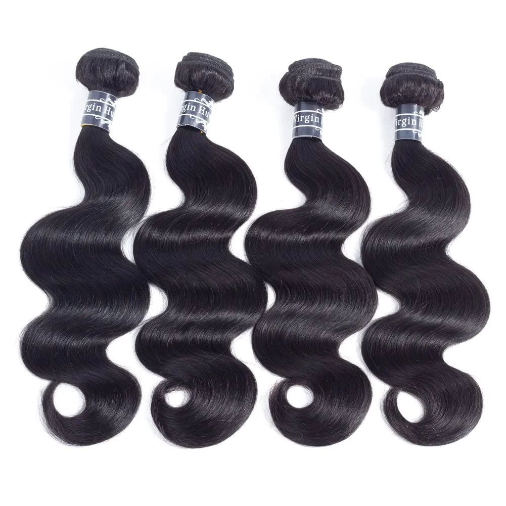 Body Wave Bundles Brazilian Human Hair 24 24 24 24 inch Body Wave Human Hair 100% Unprocessed Body Wave 4 Bundles Natural Black