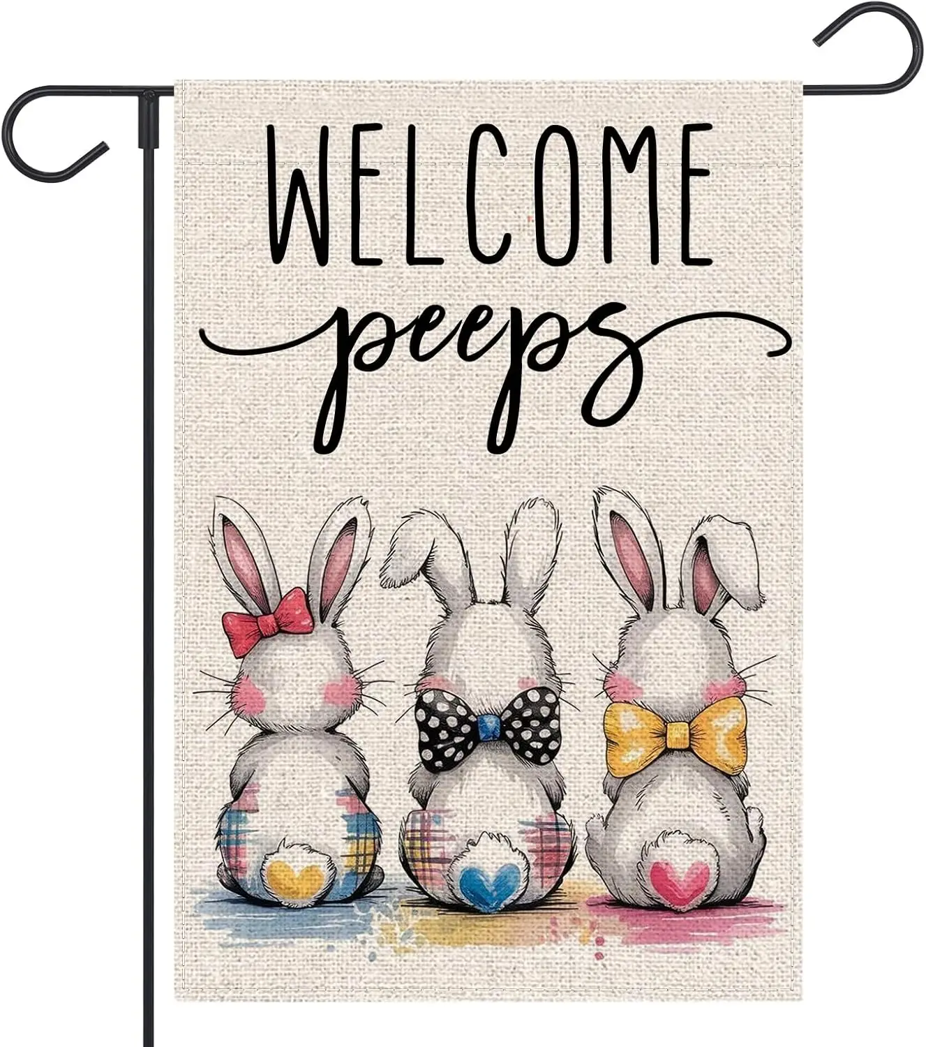 Easter Garden Flag 12x18 Inch Double Sided Outside Watercolor Bunnies Welcome Peeps Holiday Yard Outdoor Decoration Burlap F ZZM