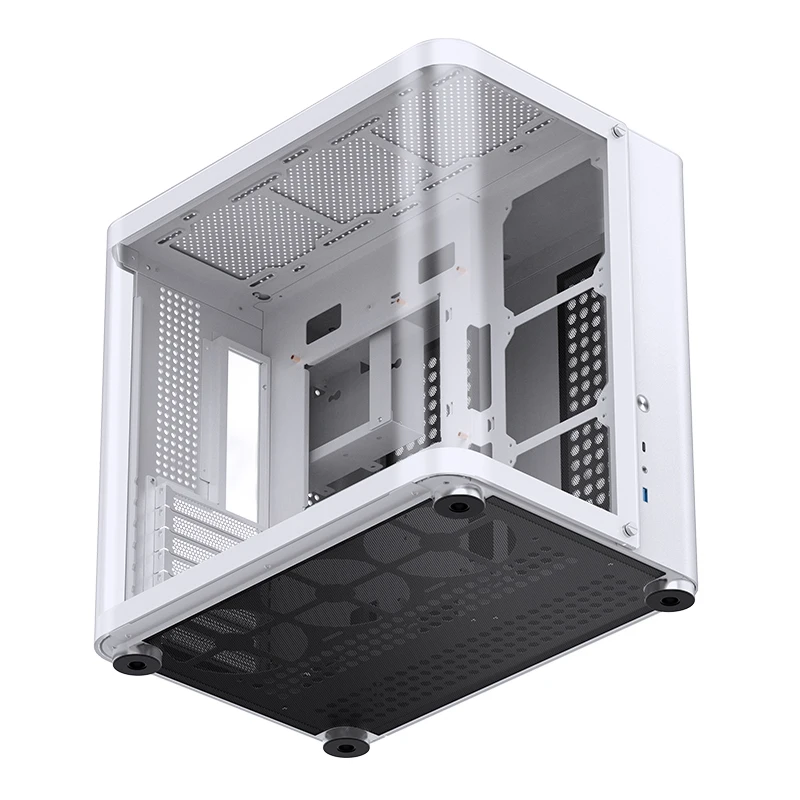 JONSBO TK-2 Separated Cabinet Case ATX Computer Chassis,Bi-Bent Surround View Glass Aluminum Alloy Support ITX/M-ATX/ATX 360 AIO