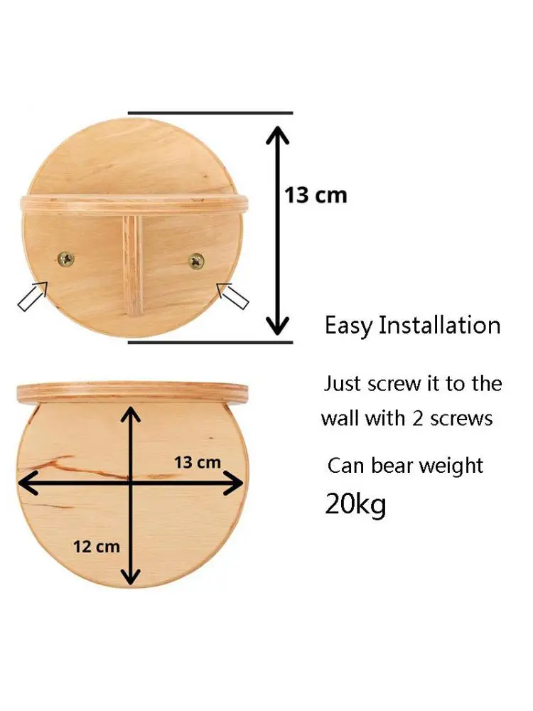 Cat Wall Frame Wall Mount Cat Jumping Platform Round Solid Wood Cat Wall Springboard Cat Steps Stable Cat Ladder