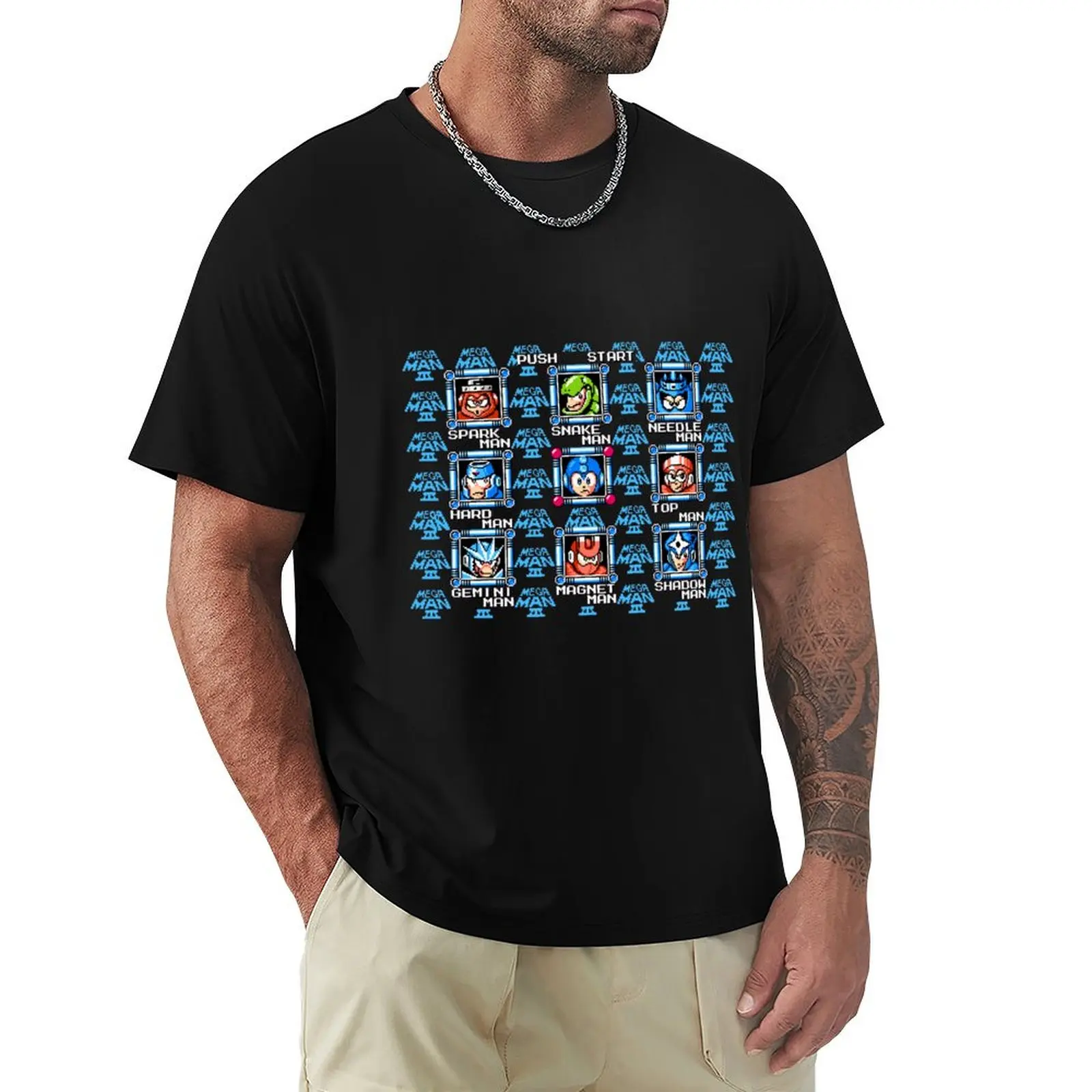 Megaman 3 stage select T-Shirt Casual Breathable Short Sleeve Top
