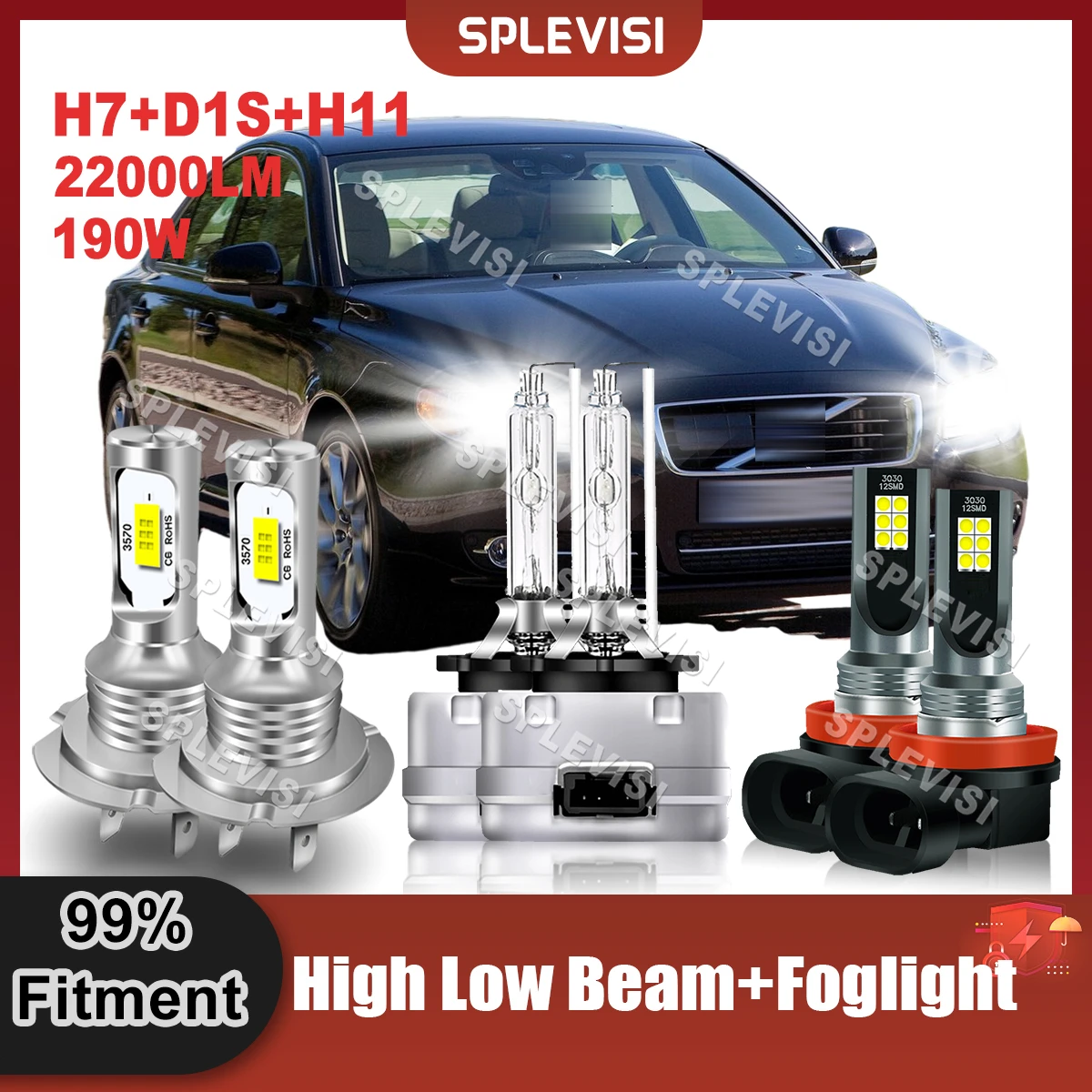 

Car LED Headlight Bulbs H7 High Beam D1S Xenon Low Beam H11 Foglamp Pure White For Volvo S80 2008 2009 2010 2011 2012 2013