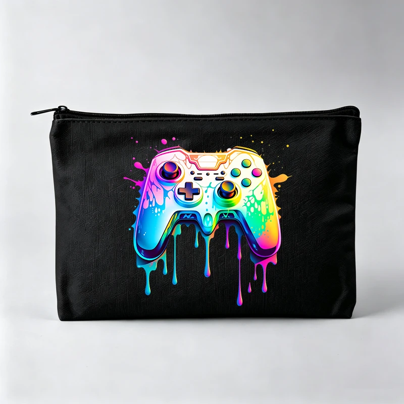Women's Colorful Game Controller Print Makeup Bag, Artistic Cosmetic Pouch for Daily Use