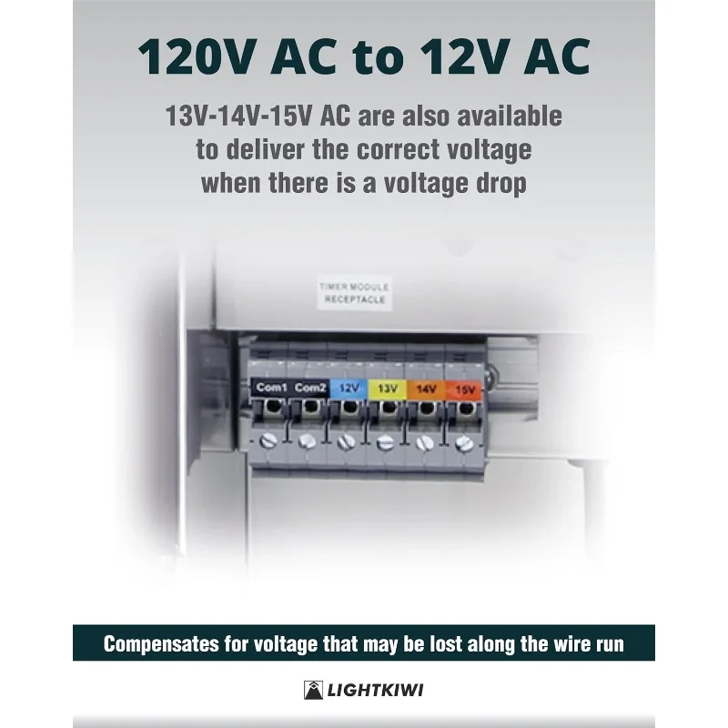 U8810 600 W Niederspannungs-Landschaftsbeleuchtungstransformator für den Außenbereich, 120 V AC bis (12 V–13 V–14 V–15 V AC), Multi-Tap, wetterfest