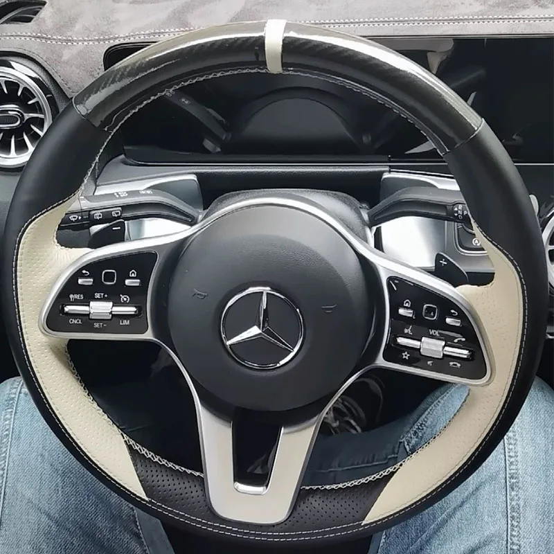 

For Mercedes Benz A-Class W177 B-Class W247 C-Class W205 CLS-Class Hand stitch Sports style Car Steering Wheel Cover