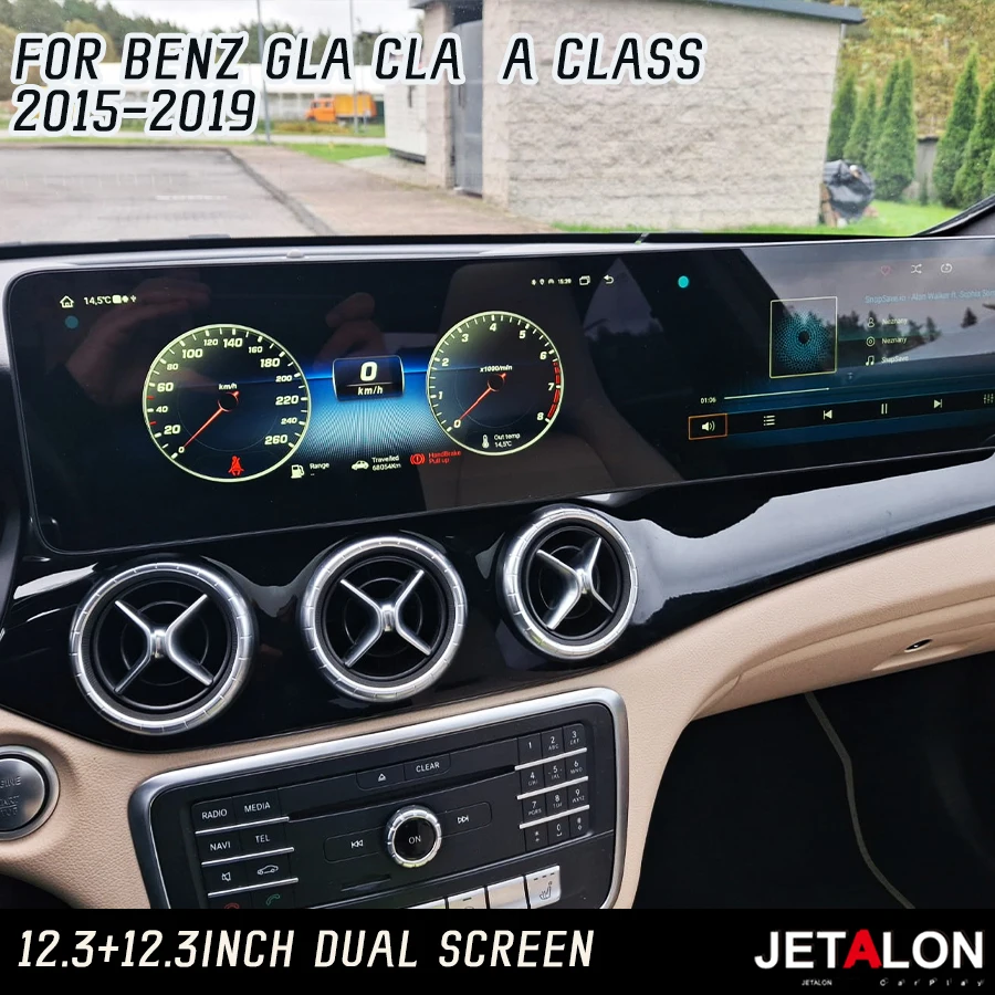 Dual 12.3inch Screen Car Radio Carplay For Benz GLA CLA  A 2015-2019 NTG 4.5 5.1 Interactive Display Android13 Multimedia Player