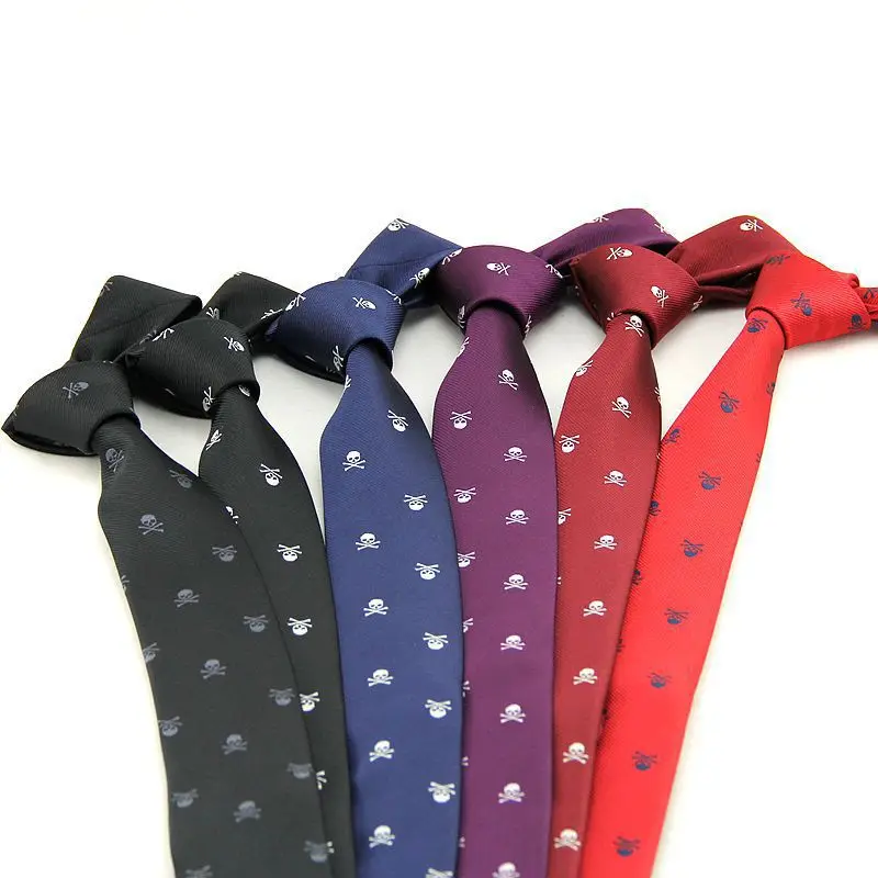 6CM Halloween Tie Fashion Men's Polyester Skull Bicycle Narrow Neckties Casual Navy Ties Party Suit Shirt Collar Accessories