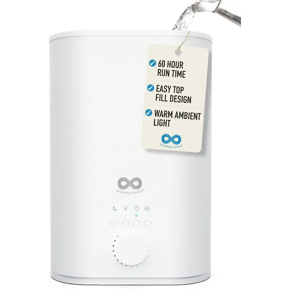 

Увлажнитель воздуха Comfort 6 л для больших помещений, высокая мощность тумана, 60 часов работы, ультразвуковые увлажнители верхней части для спальни, простые в использовании и чистях