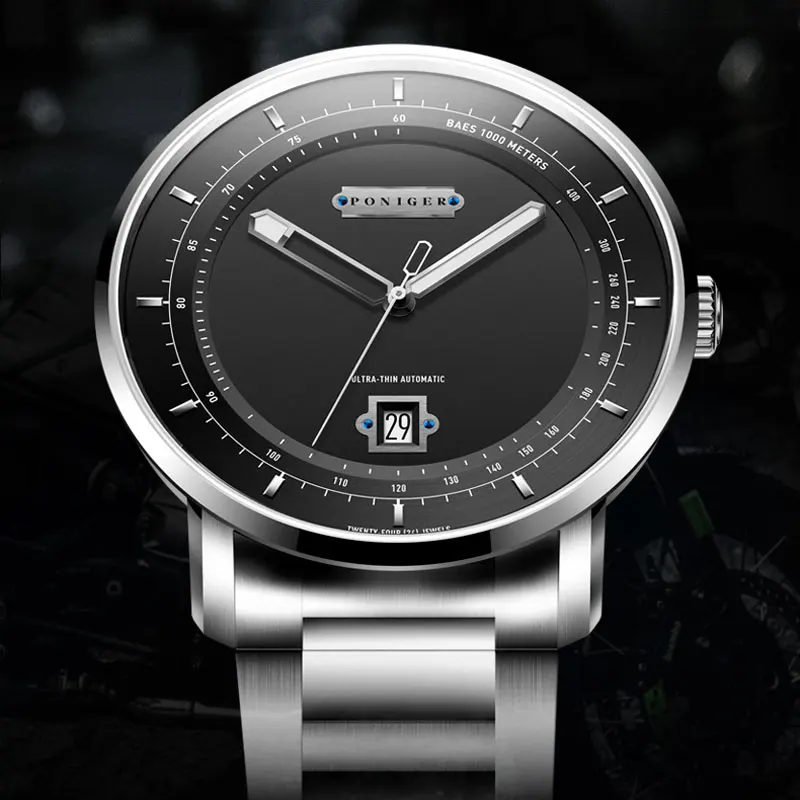 PONIGER Top Brand Design 2025 New Luxury Men's Watch Japanese Automatic Movement Watch Sapphire Glass Waterproof Calendar Clock