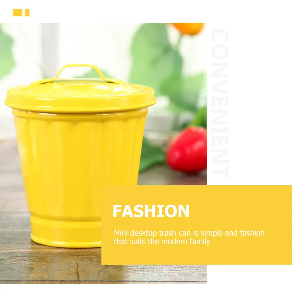 

5Pcs Miniature Garbage Containers Desktop Mini Trash Bins Iron Waste Holders for Home Office Storage Organizer Flower