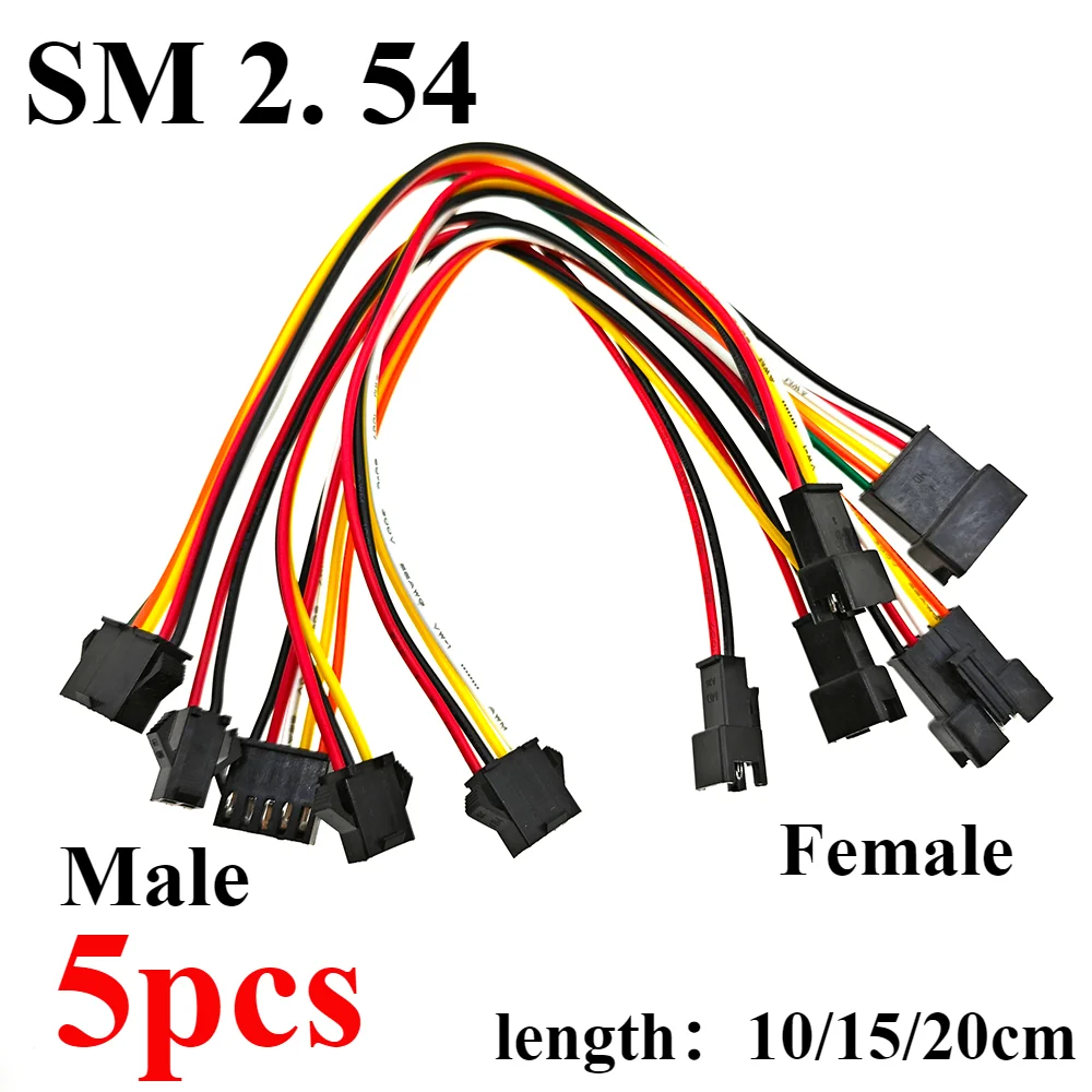 

5pcs SM 2. 54mm Spacing Male and Female Pair Plug-in Extension Line 2p 3p 4p 5p 6p SM2.54 Air Docking Connection Electronic Wire