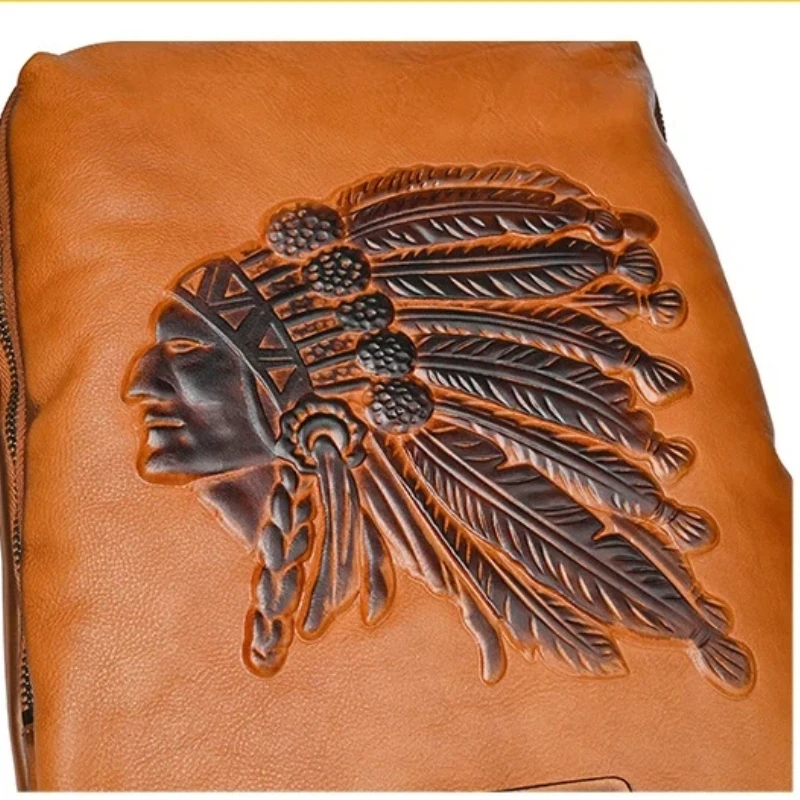 YETTIES Men's Vintage Top Grain Vegetable Tanned Leather Backpack | Handmade Casual Travel Laptop Rucksack for Daily Commute