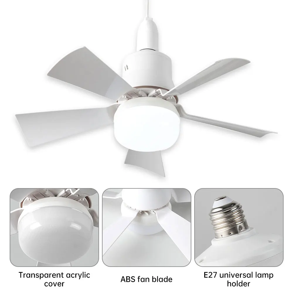 

Ceiling Fan With Light And Control 360° Rotation E27 Ceiling Fan Cooling Electric Fan Lamp Chandelier For Room Home Decoration