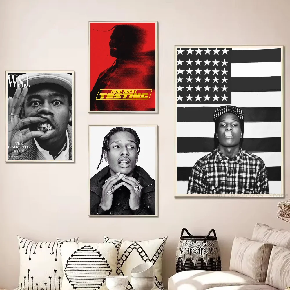 1pc A$APS Rocky ASAP American Rapper Poster Self-adhesive Art Waterproof Paper Sticker Coffee House Bar Room Wall Decor