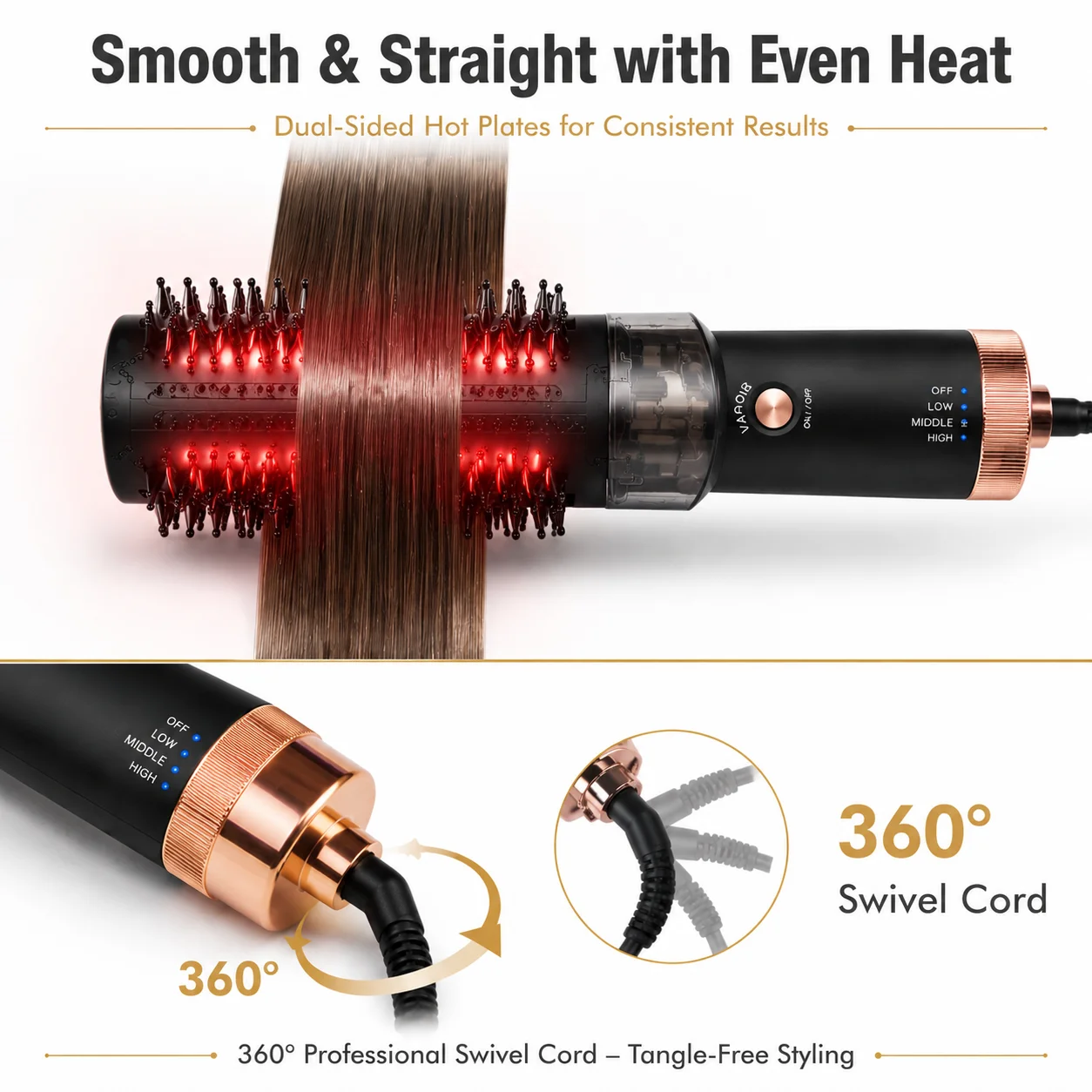 Hot Comb Women ’s Styling Hair Straighteners Crimper Hair Iron Red Light Steam Electric Hair Straightener Straightening Brush - view 4