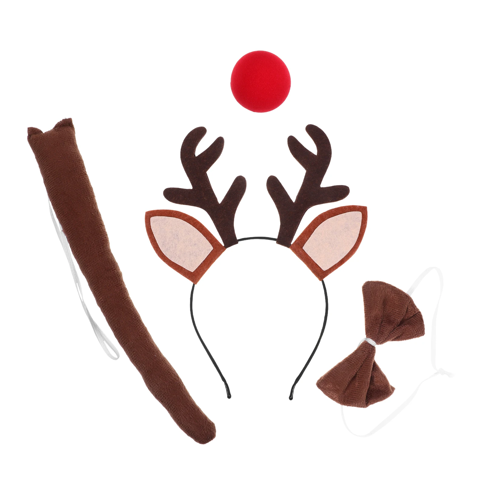 

1 set Reindeer Set Reindeer Headband Adult Antler Headband Bowtie Nose Tail Gauze Skirt Party Hats Holiday Celebrations