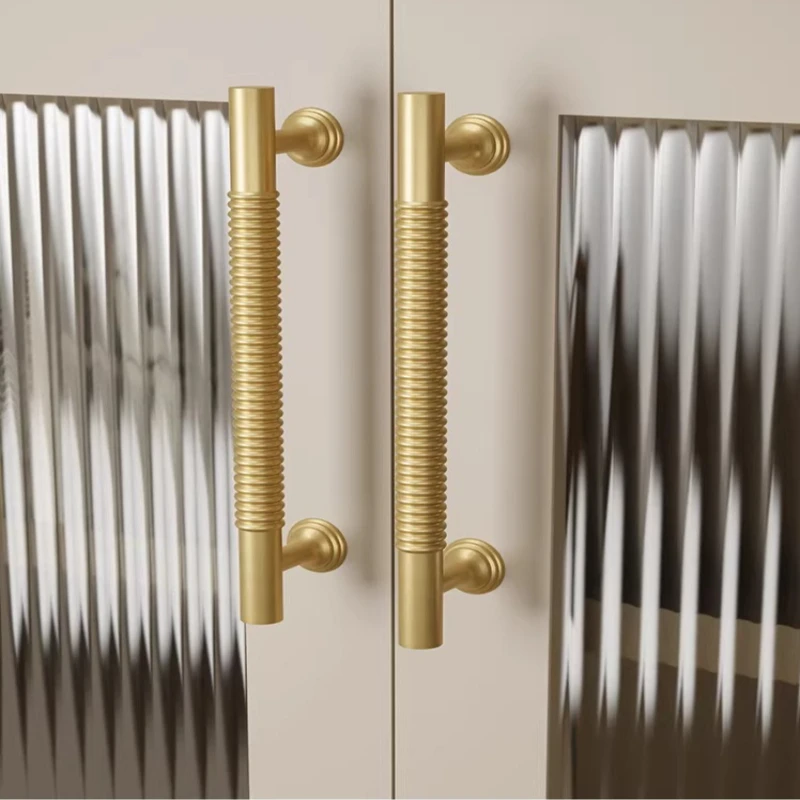 Personalized French Gold Simple Classical Drawer Handle High End Brass Cabinet Door Handle American Style Cabinet Thread Handle