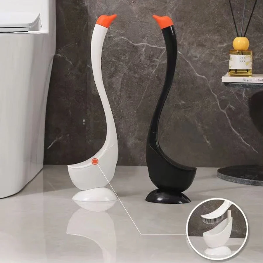 

Swan Shaped Toilet Brush Set with Holder, Long Handle Bathroom Cleaning Brush Easy To Use Toilet Bowl Cleaner Accessories