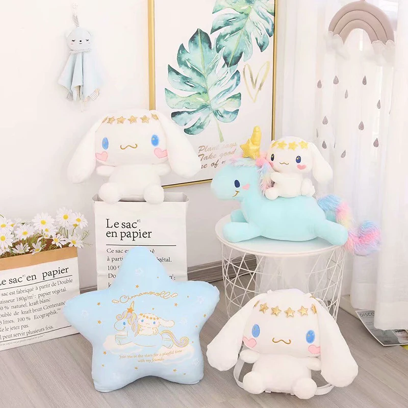 33cm 산리오 Plush Backpacks Stars Cinnamoroll Pink Melody Cute Girl Decortoy Doll Kawaii Sanrio Plush Shoulder Bag Backpack 2022