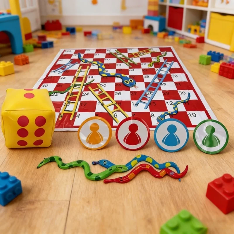 

Водонепроницаемый детский игровой коврик-мат с лестницей-змейкой и шахматной доской, портативный ковер для игр на открытом воздухе, для пикника, игрушки для малышей