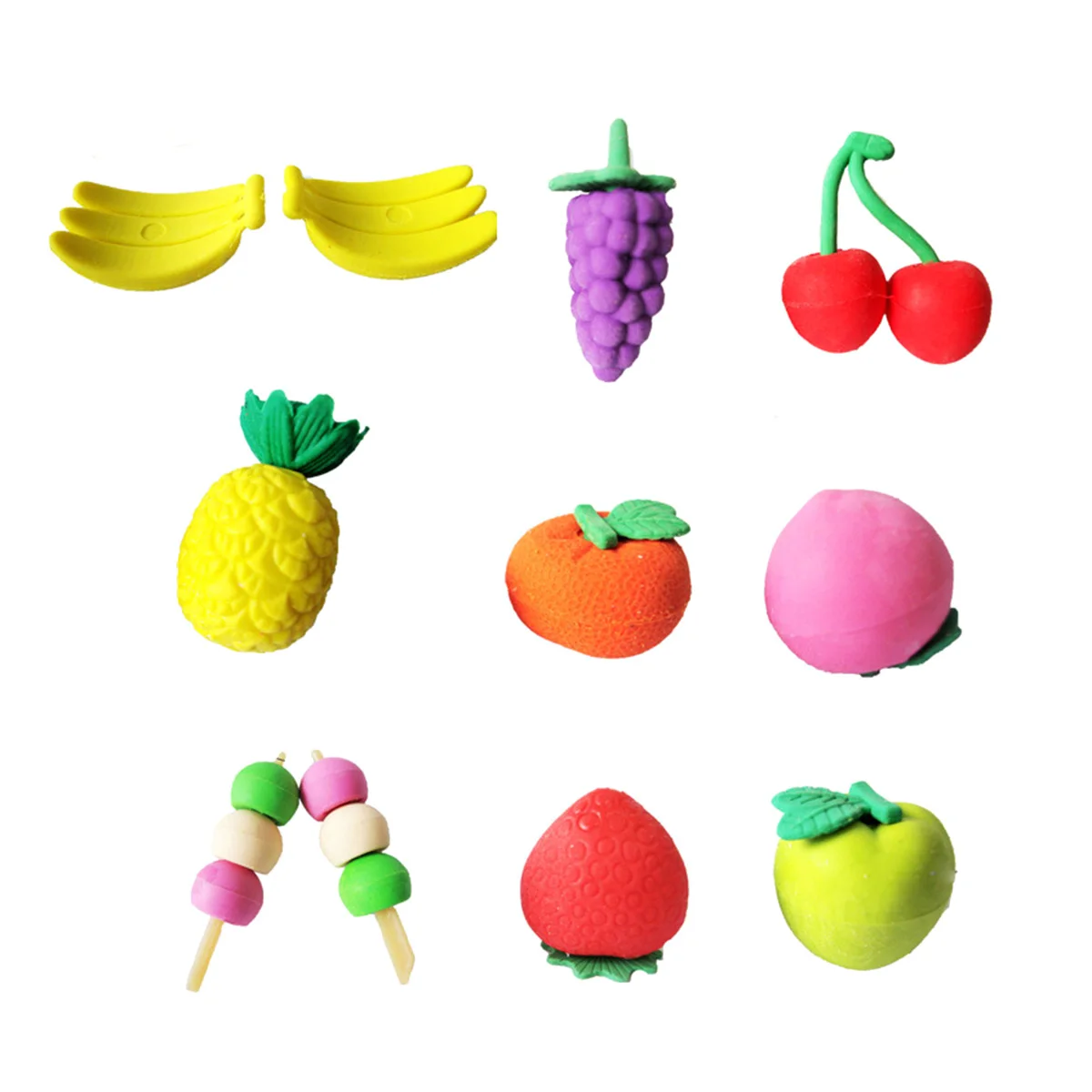

24pcs Fruits Vegetables Eraser Novelty Cartoon Stationery School Supplies Kids Creative Rubber Easy Mistake Correction
