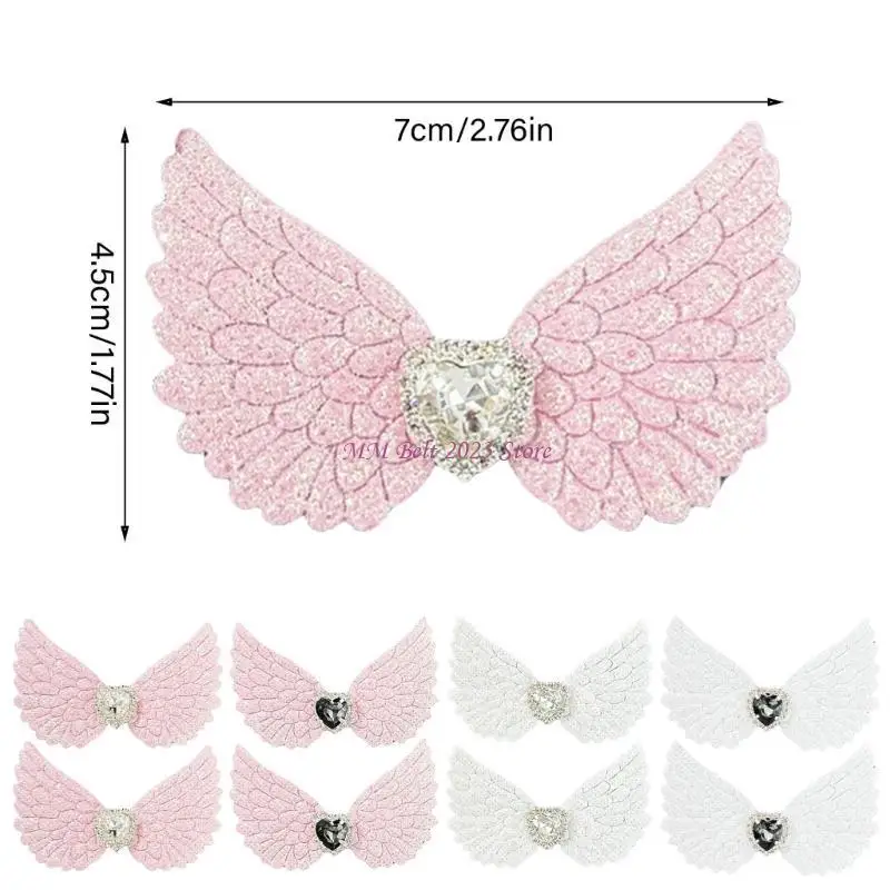 49ME Girl Flat Clip Hairpin Wing Gothic Heart Glitter Balletcore for Women Girl