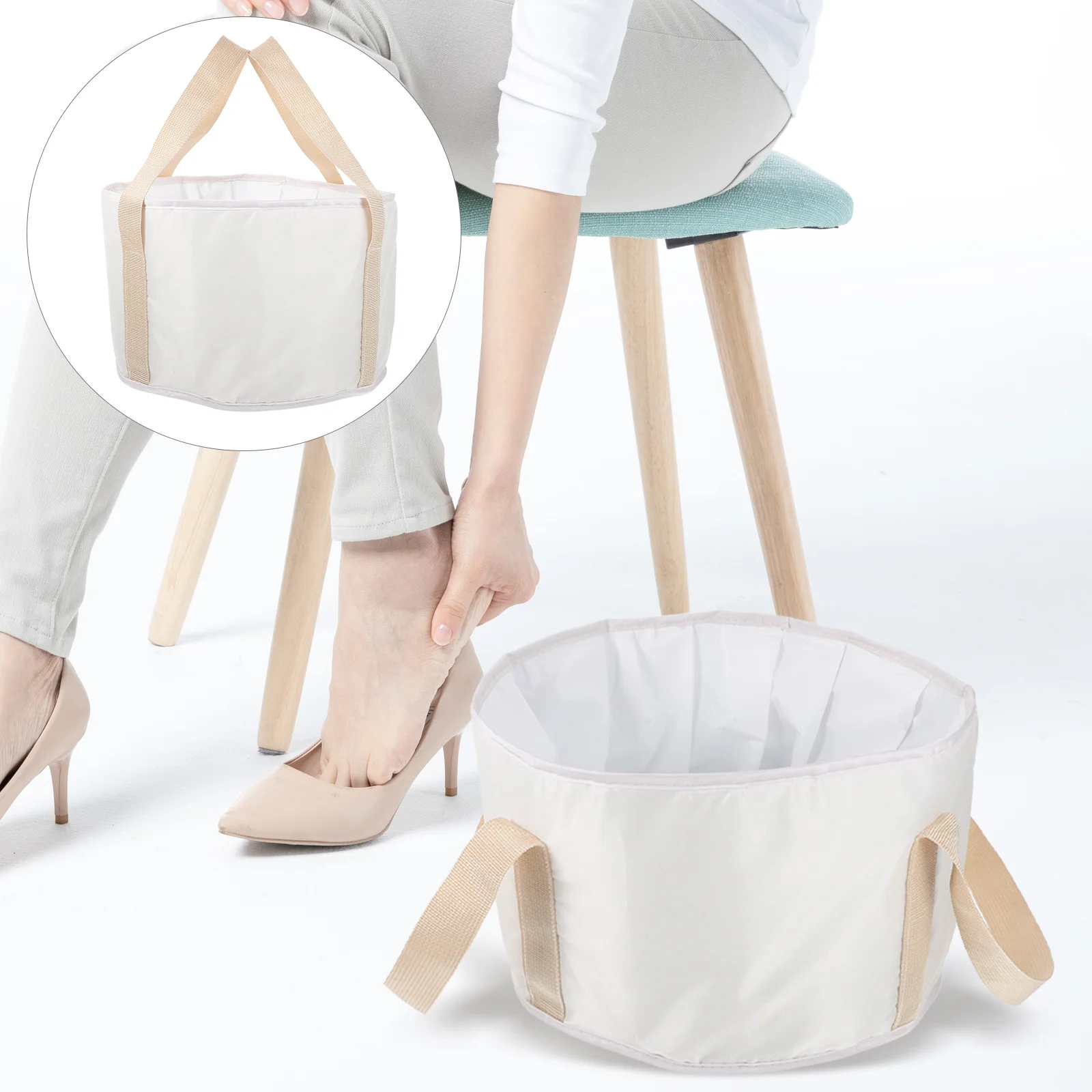 

Portable Foot Soaking Basin Multiuse Outdoor Travel Folding Water Basin Compact Storage Double Handles Reinforced Stress Areas