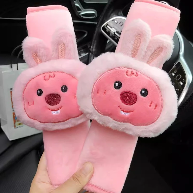 Cartoon cute little beaver Loopy plush doll creative car seat belt shoulder protector decoration birthday gift car accessory view 2