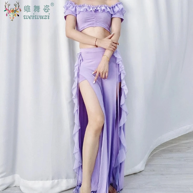 Robe de danse du ventre pour femmes, nouvelle collection élégante, fendue sur le côté, vêtements de Performance, vêtements de compétition de danse orientale, été