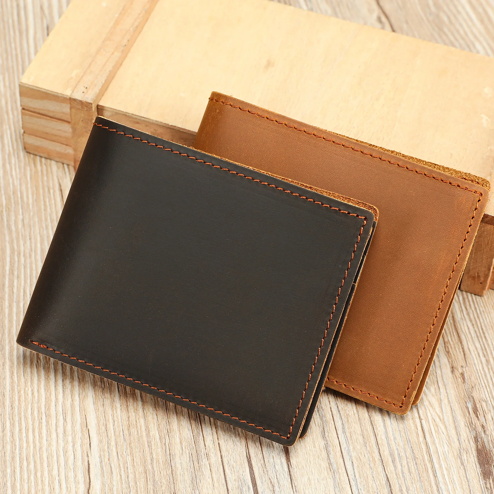 

Мужской горизонтальный кошелек, складной простой портативный многофункциональный ручной деловой кошелек в стиле ретро