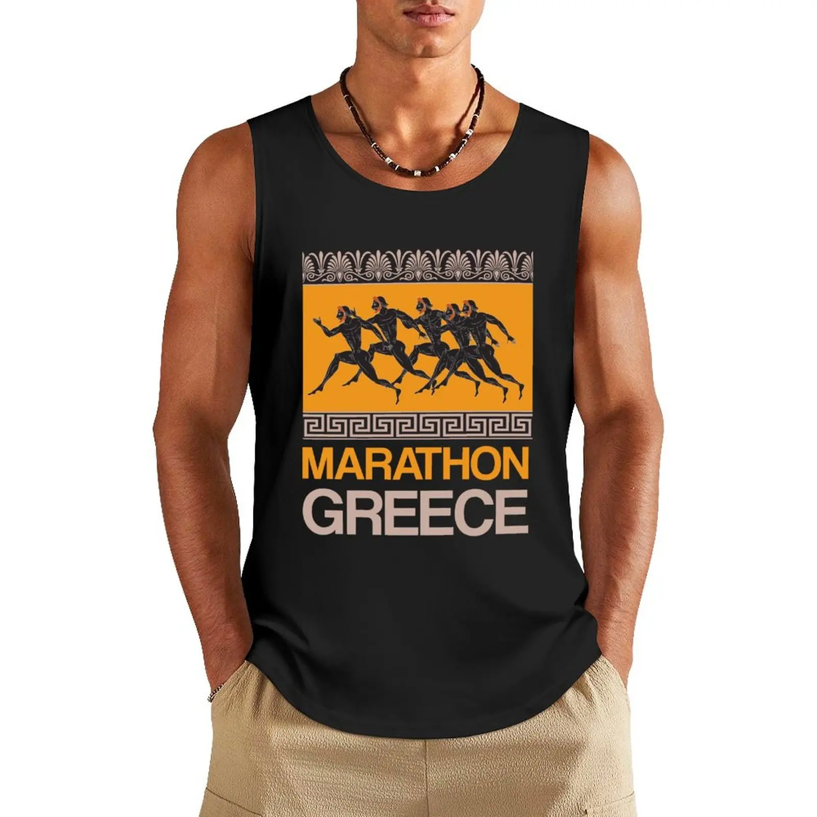 Athens - Marathon - Greece Tank Top Men's fitness t-shirt Men's summer t-shirt vest men Men's gym clothing