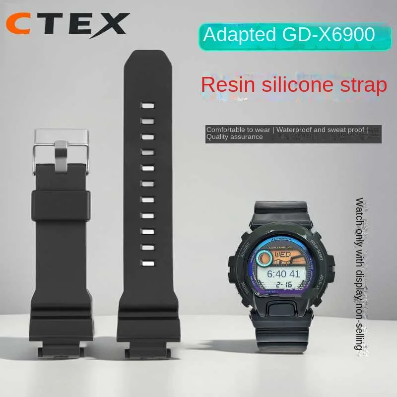 16mm Convex silicone  bracelet for Casio GD-X6900-1 watchband G-SHOCK 3420 large three eyed resin rubber convex wristband