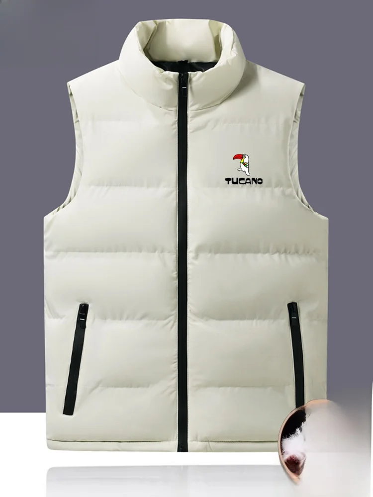 

Men's down Cotton Vest Jaet Autumn Winter Warm Stand Collar Patchwork Coat Outerwear Waterproof Nylon Youth Faion Thiened