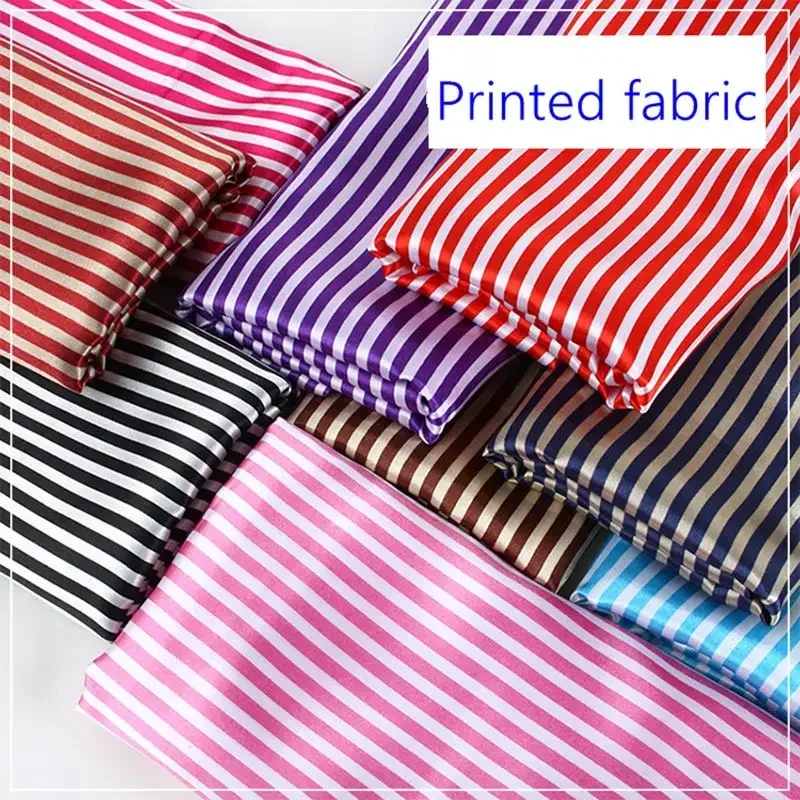 Thin Damask Charmeuse Cheap Striped Printed Polyester Satin Fabric By Half Meters For Jackets Suits Shirts Skirts Lining