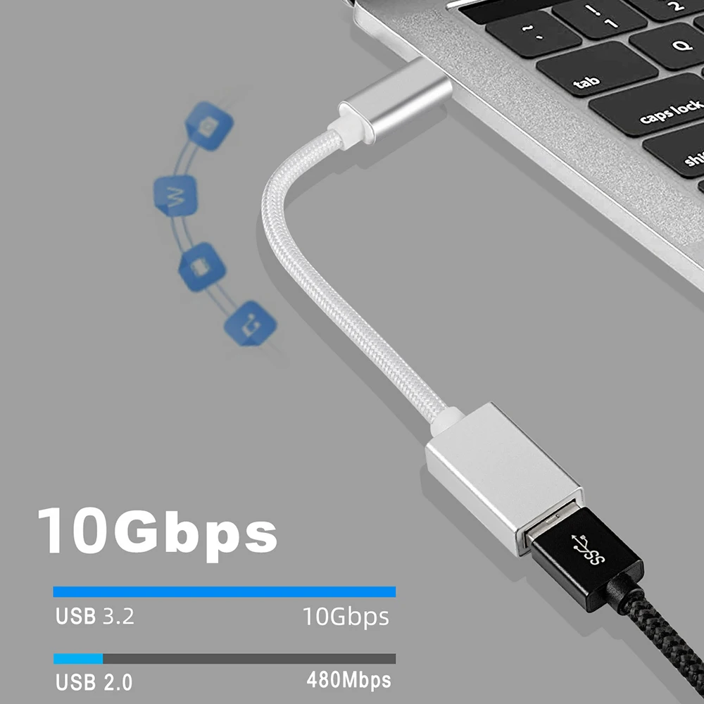 OTG Cable Type C 10Gbps USB to Type C Adapter Connector for Laptop Phone Female USB to Male USB C Data Cable for Mouse Keyboard