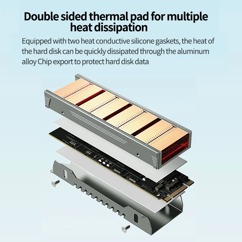 TEUCER-radiador M.2 NVME de 2280 SSD, radiador eficiente de PC de aleación de aluminio y cobre con almohadilla térmica de 8w/Mk, disipador térmico de cobre