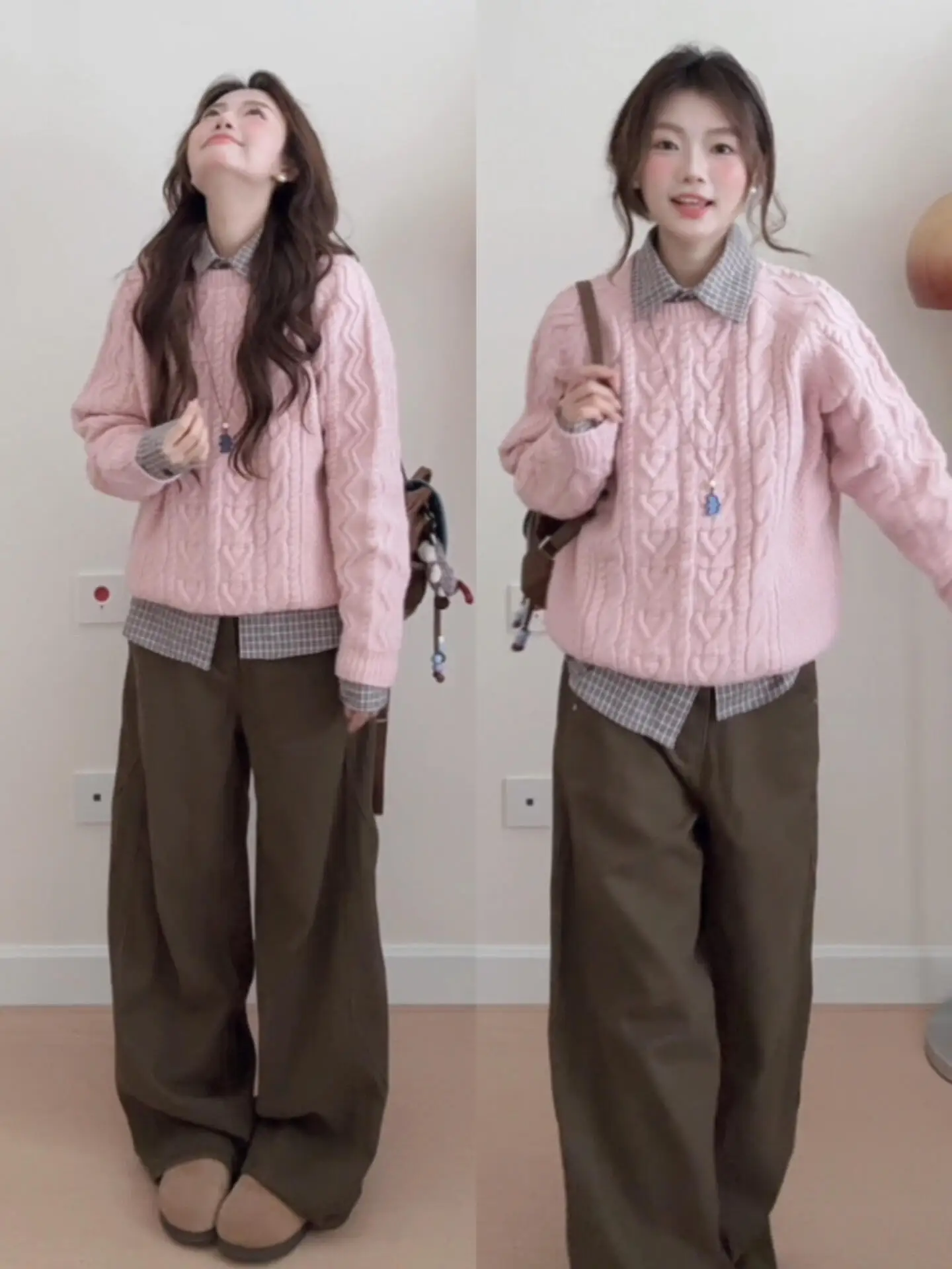 

Korean Sweet Pink Twisted Sweater Women's Autumn Winter Loose Slimming Base Layer Knitted irt Comfortable Casual Sle