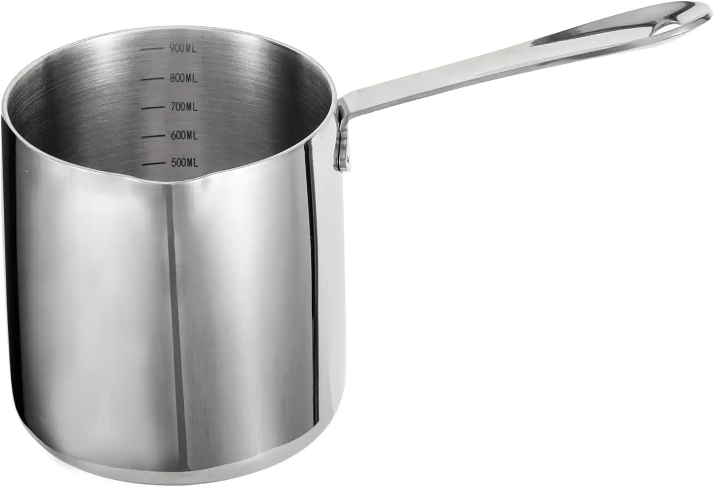 

Tri-Ply Stainless Steel Milk Warmer Pot with Spout, 30oz/900ml for Turkish Coffee and Butter Heating