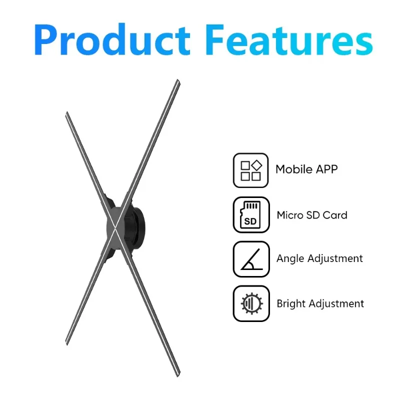 Coeus super alto 720 led display 3d ventilador de holograma novo 4k interior portátil led beamer luminoso dobrável 60cm lewand uso ao ar livre