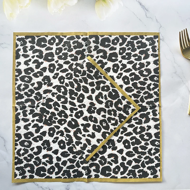 20pcs 33cm 2Layer New Leopard Print Napkins Party Atmosphere Decoration Paper Creative Mural Paper DIY Decoupage Paper