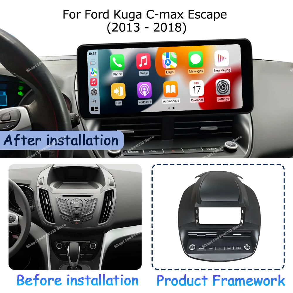 Carplay Android OS für Ford Kuga C-max Escape 2013–2018 Auto Multimedia Radio Player GPS Navi DSP Stereo Touchscreen WiFi 4G