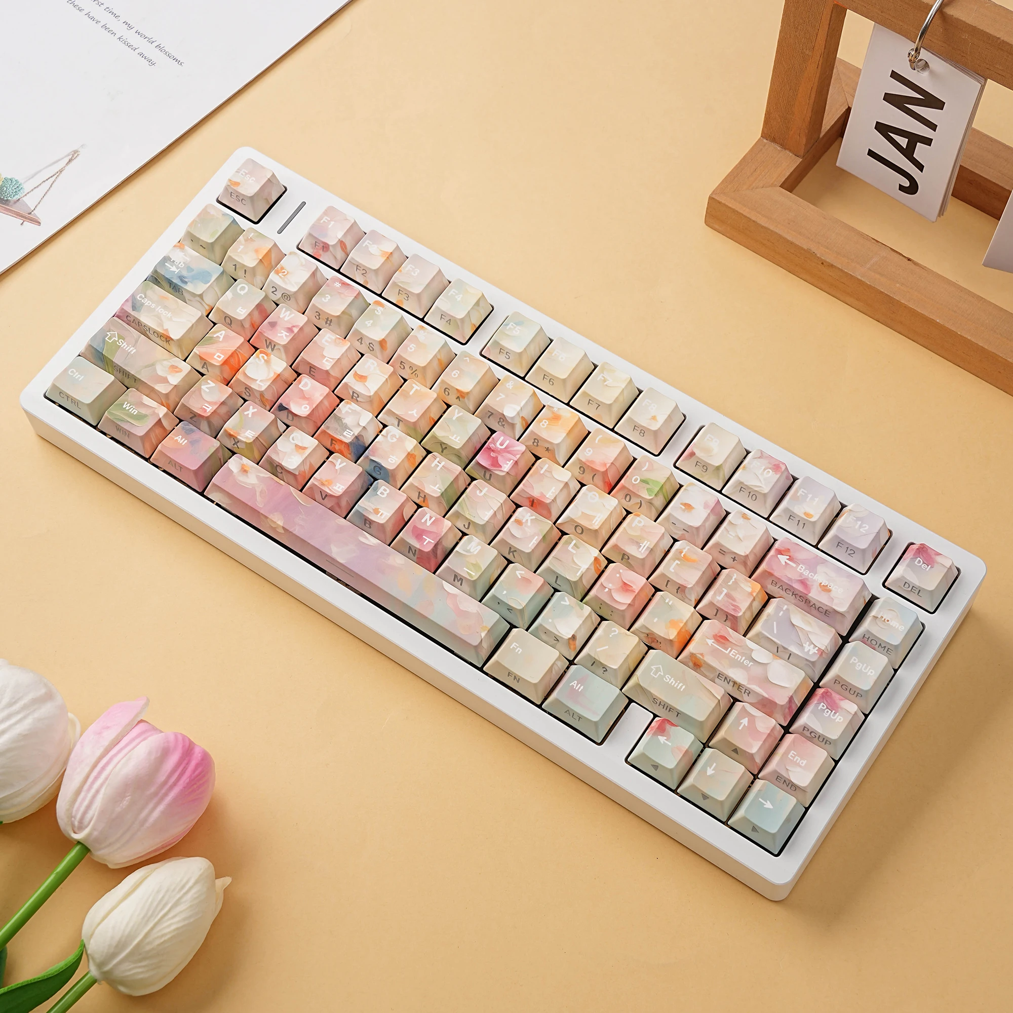Mechanical Keyboard Keycaps Cherry Profile Dye-Sub  PBT German Russian Spanish Korean Japanese French 131 Keys ISO Layout