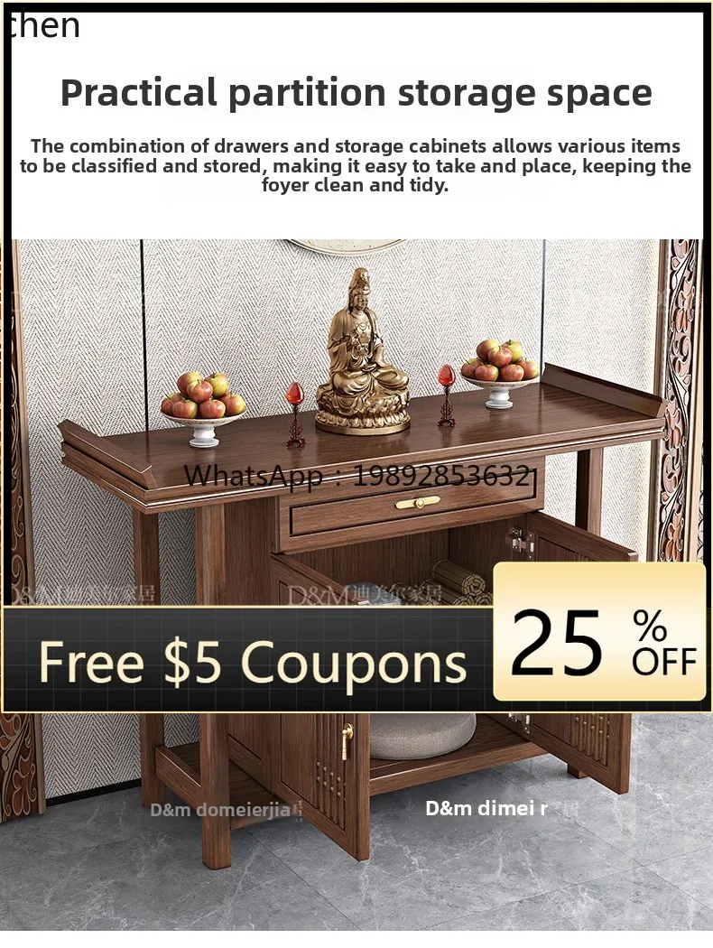 v2 New Chinese Walnut Entrance Table Shrine Platform Household End View Entrance Platform Shrine Desk