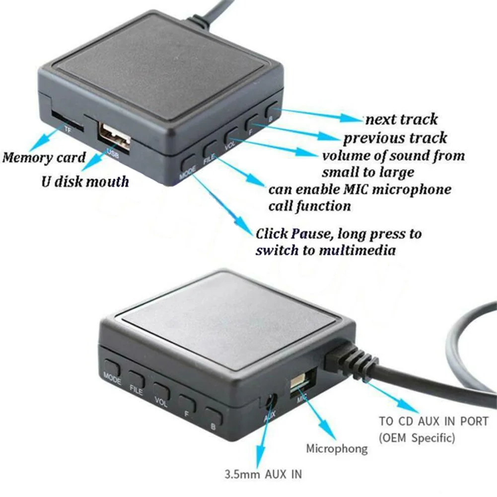 

Автомобильный Bluetooth AUX USB-кабель адаптер Аудио Микрофон для альпийских Ai-NET JVC KS-U58 PD100 U57 Bluetooth AUX кабель с микрофоном