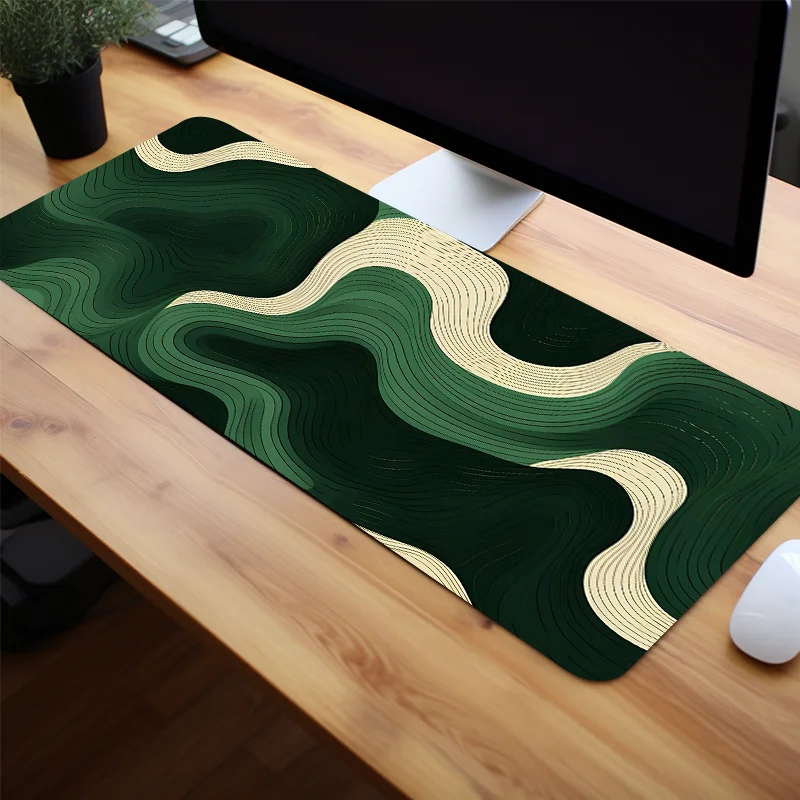 Green And Beige Abstract Mouse Pad Large Desk Pad Natural Rubber Anti Slip Office Desk Mat Perfect Gift For Teens