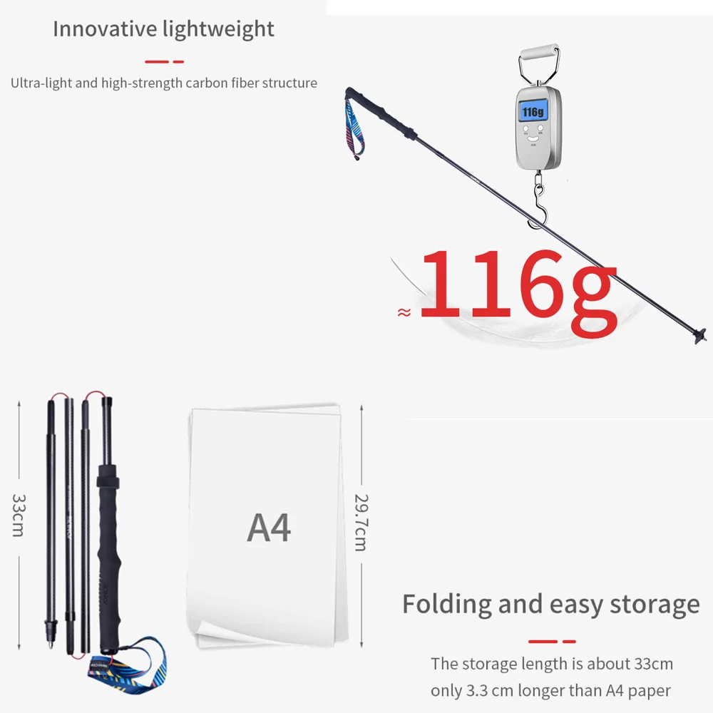 AONIJIE-Bastones de Trekking E4204 ligeros y plegables, bastón de fibra de carbono con cordón fijo para senderismo y montañismo, 2 piezas