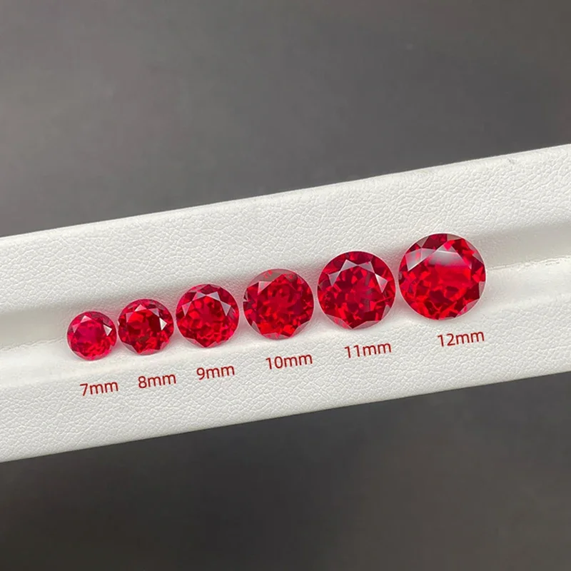 Wholesale Blood-red Ruby Round Faceted Cut Glow Under UV Ruby for Jewelry Making Gem Collection Stone Test Mohs Hardness