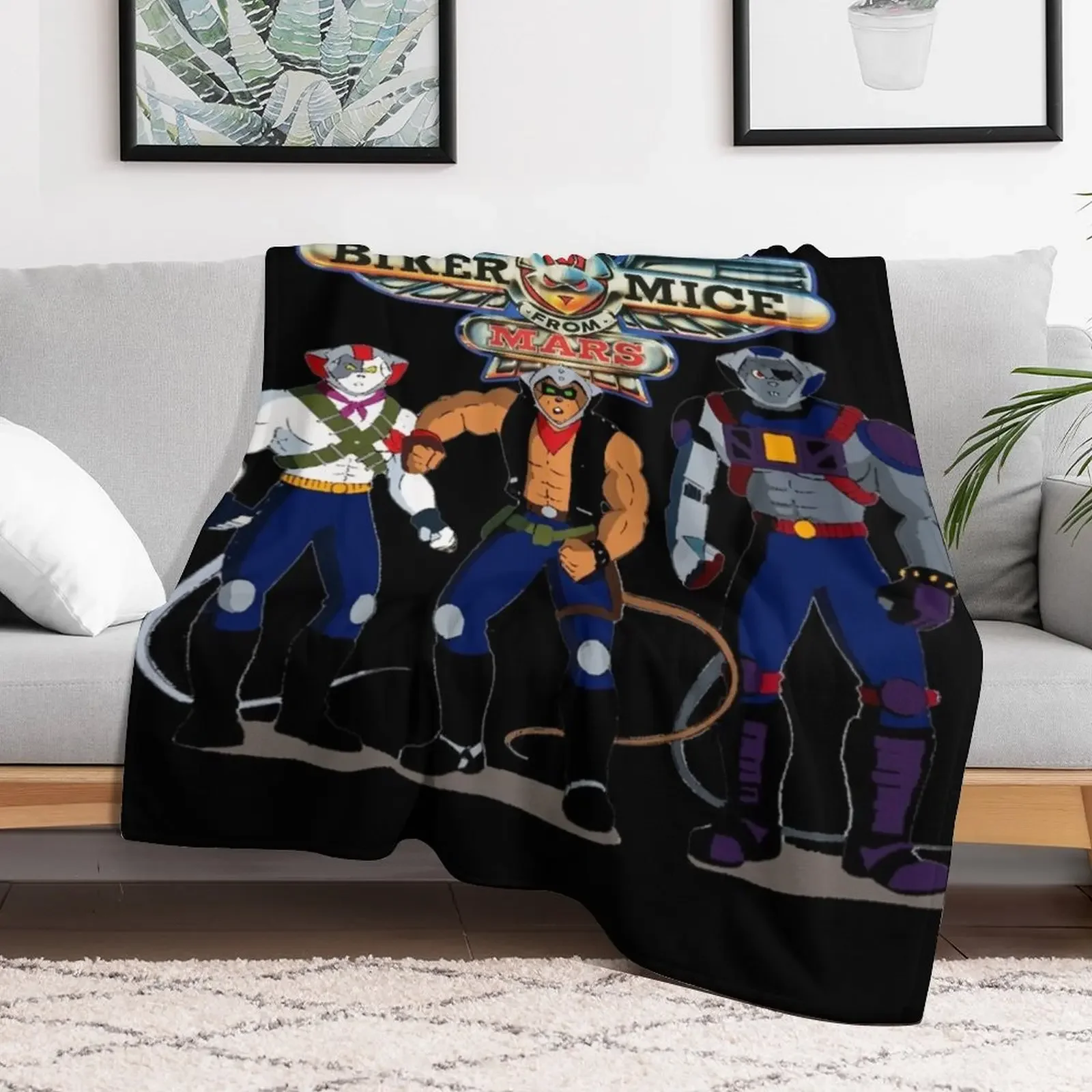 Biker Mice From Mars - Retro Children's TV Cartoon Throw Blanket Soft Solid Color Blanket for Couch Bed view 2