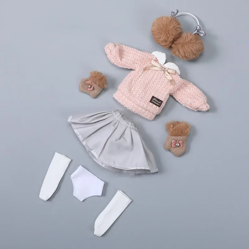 28cm Baby Doll Clothes Uniforms 1/6 Bjd Accessories Toys Dress Up Winter Series